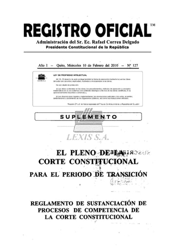 REGLAMENTO A LA LEY ORGÁNICA DE GARANTÍAS JURISDICCIONALES Y CONTROL CONSTITUCIONAL